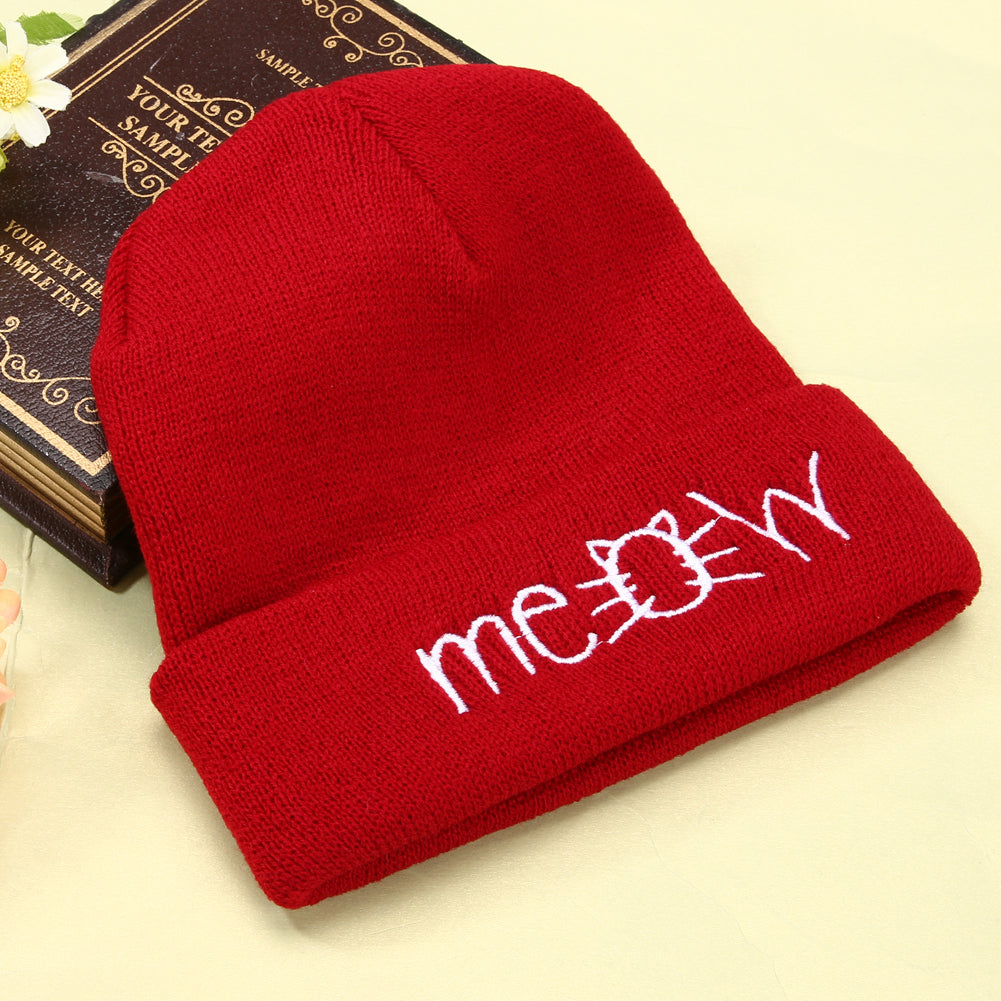 Autumn MEOW Men Women Casual Hip Hop Hats Knitted Wool Skullies Beanies Hat Warm Winter Hat For Women Beanie Winter Caps