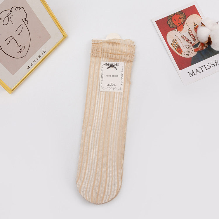 Japanese Mesh Bunching Socks Women