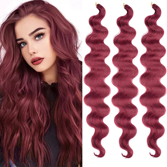 European And American Style Wig Wine Red Big Wave Chemical Fiber Braided Hair Crochet Hair Extension