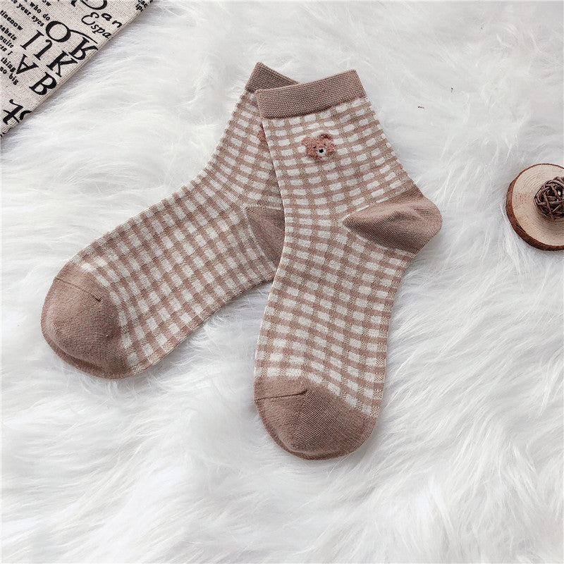 Cute Cartoon Bear Socks For Women Ins