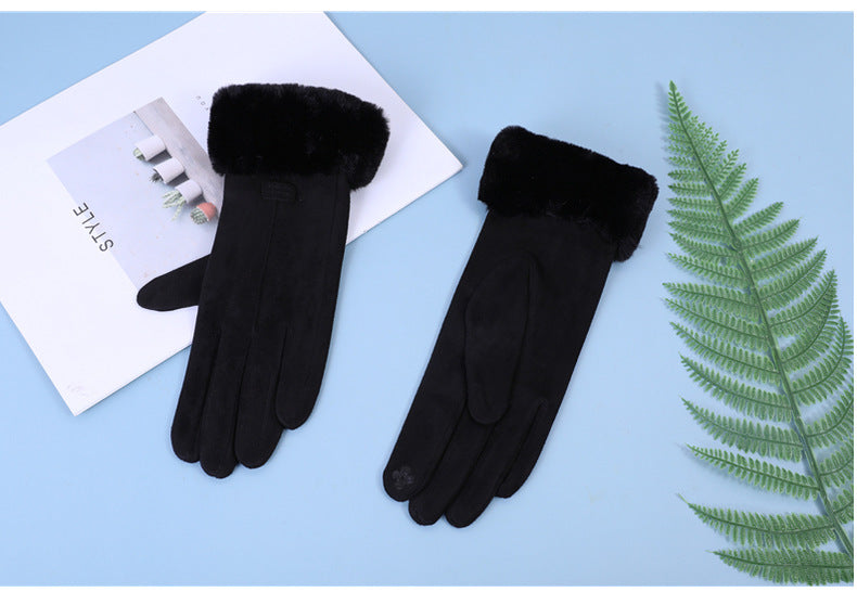Gloves Women Warm Suede For Autumn And Winter