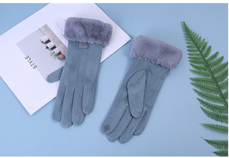 Gloves Women Warm Suede For Autumn And Winter