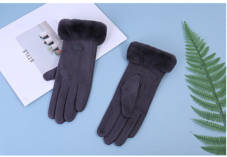 Gloves Women Warm Suede For Autumn And Winter