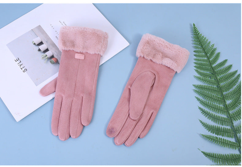 Gloves Women Warm Suede For Autumn And Winter