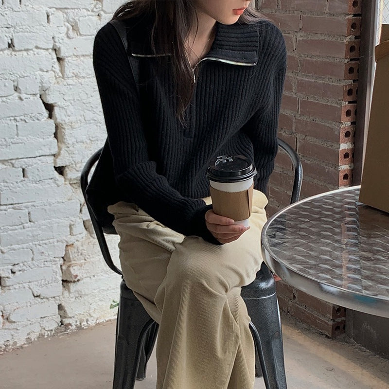Autumn New Zipper Sweater Sweater For Women Loose Outer Wear