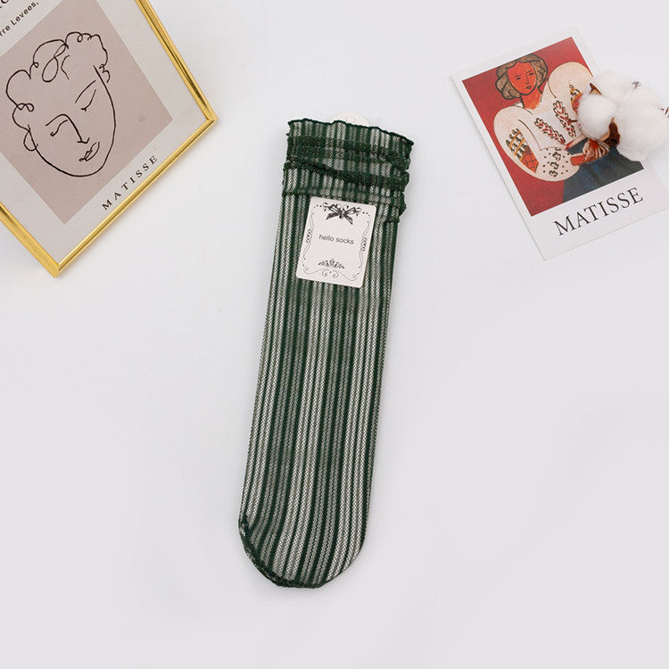 Japanese Mesh Bunching Socks Women