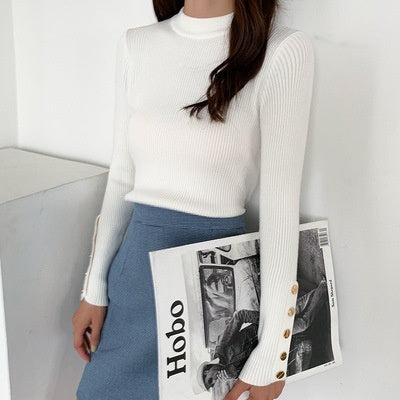 Women's Half Turtleneck Sweater Long Sleeve Pullover Bottoming Shirt