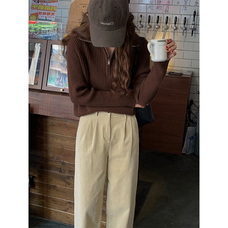 Autumn New Zipper Sweater Sweater For Women Loose Outer Wear