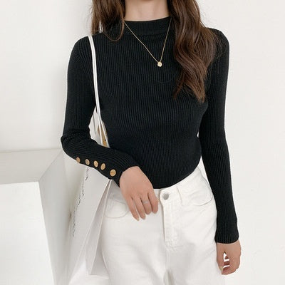 Women's Half Turtleneck Sweater Long Sleeve Pullover Bottoming Shirt