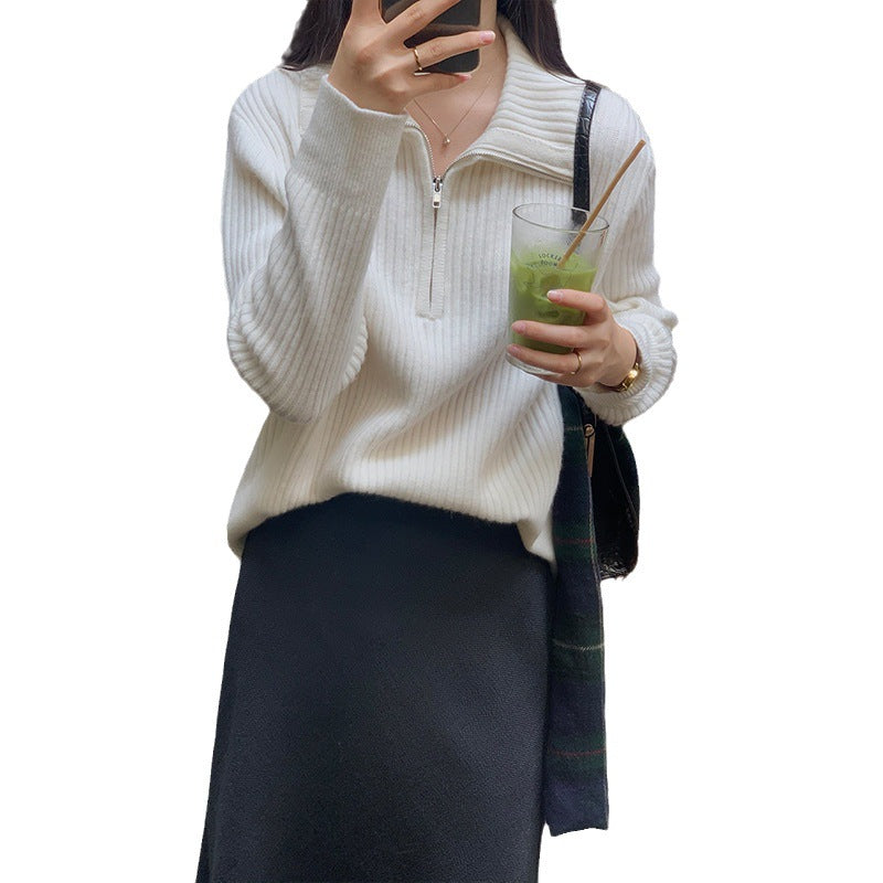 Autumn New Zipper Sweater Sweater For Women Loose Outer Wear