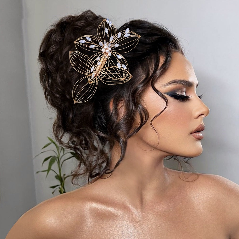 Antique Accessories Bridal Headdress Hollow Leaf Hair Comb