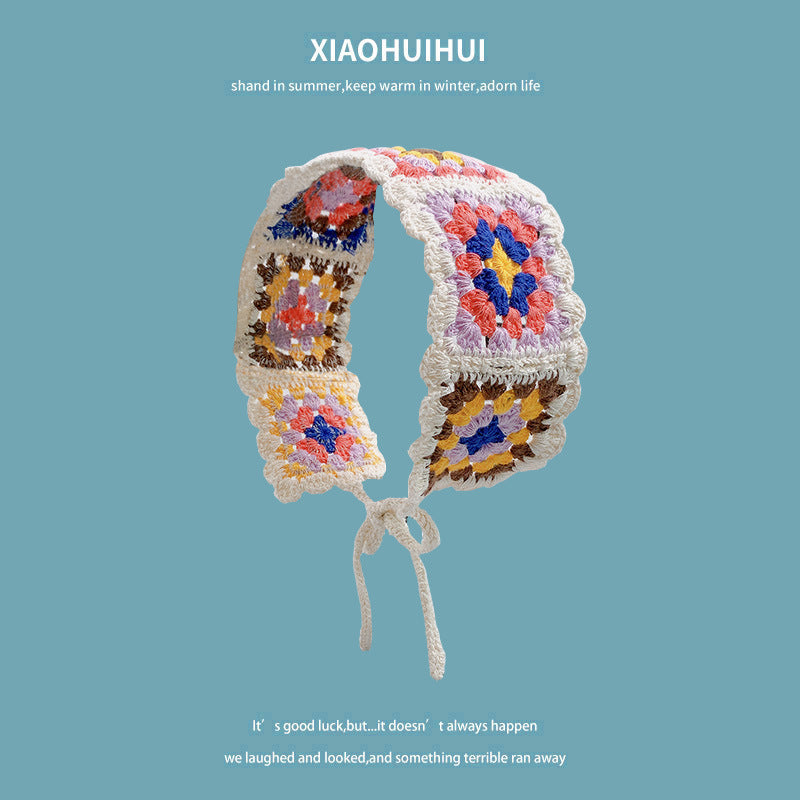 Girl's Colorful Hair Band Handmade Crochet Fashion Color Contrast Hair Accessories Cotton Braided Ear Warmer Wear Matching Headband For Women