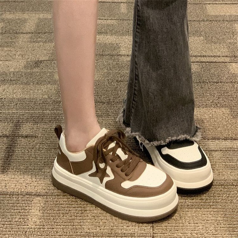 Women's Fashionable And Versatile Star Round Head Heightening Sneakers