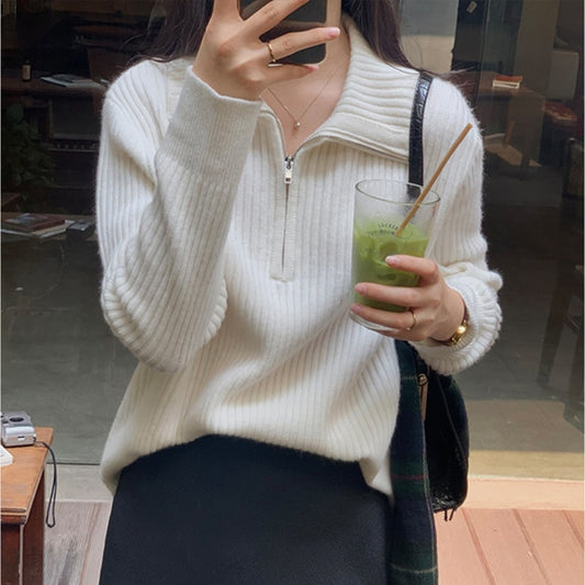 Autumn New Zipper Sweater Sweater For Women Loose Outer Wear