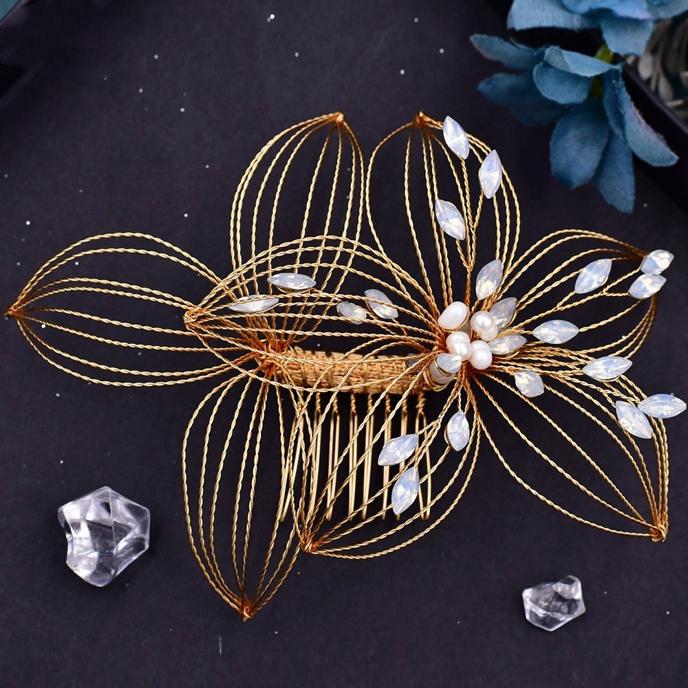 Antique Accessories Bridal Headdress Hollow Leaf Hair Comb