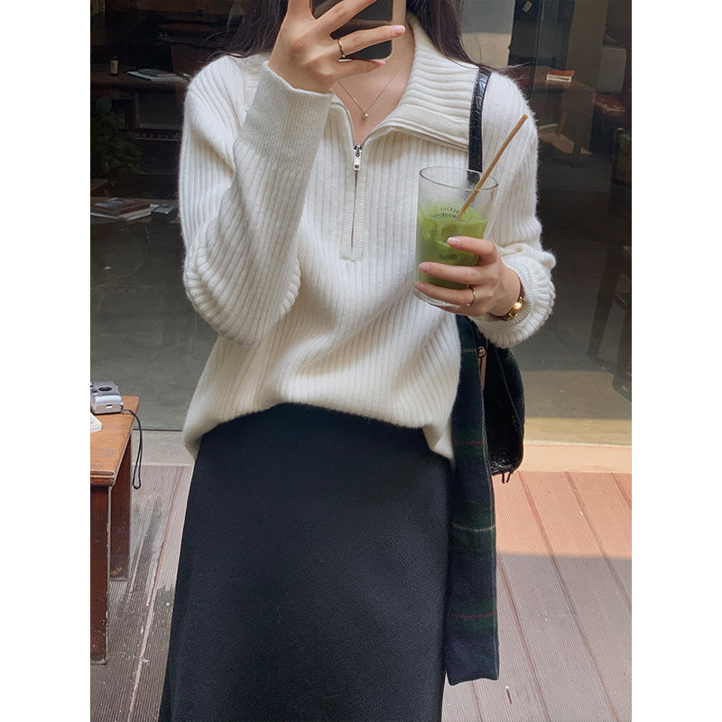 Autumn New Zipper Sweater Sweater For Women Loose Outer Wear