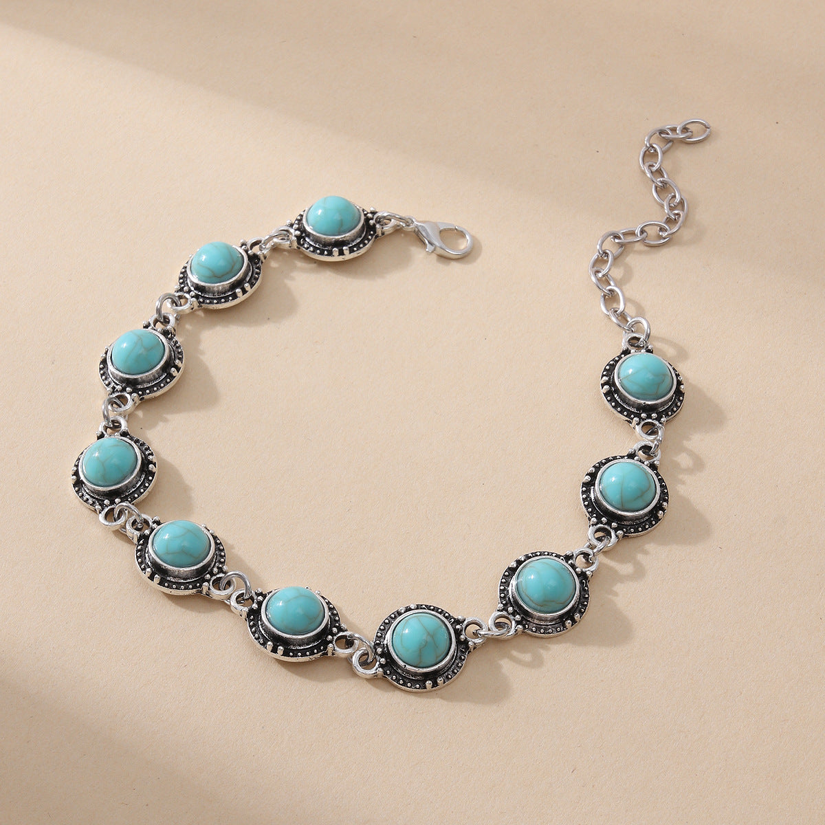 Simple All-match Retro National Style Anklets Beach Holiday Fashion Metal Alloy Turquoise Foot Ornaments