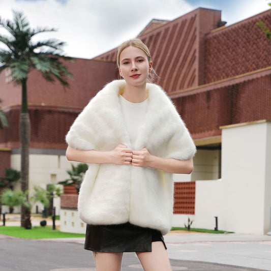 Fur Shawl Dress Warm Faux Fur Coat