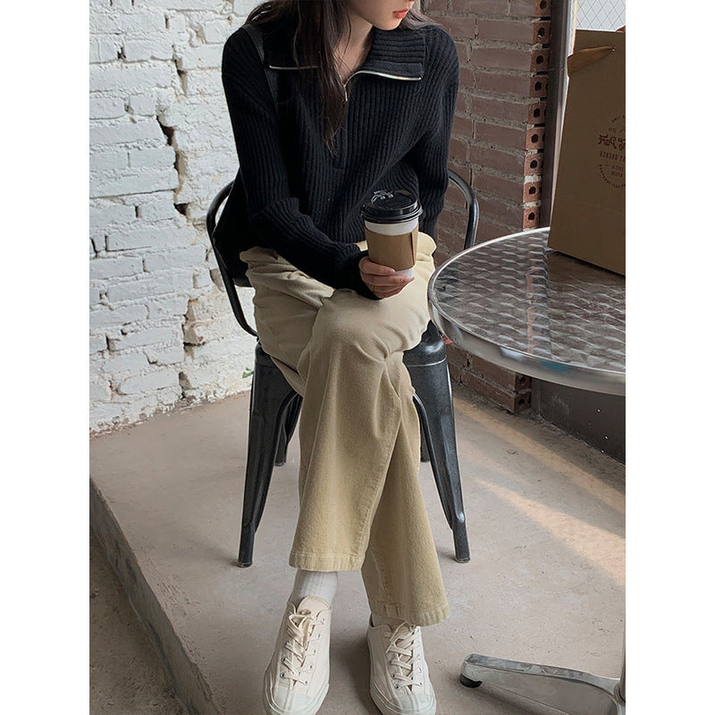 Autumn New Zipper Sweater Sweater For Women Loose Outer Wear