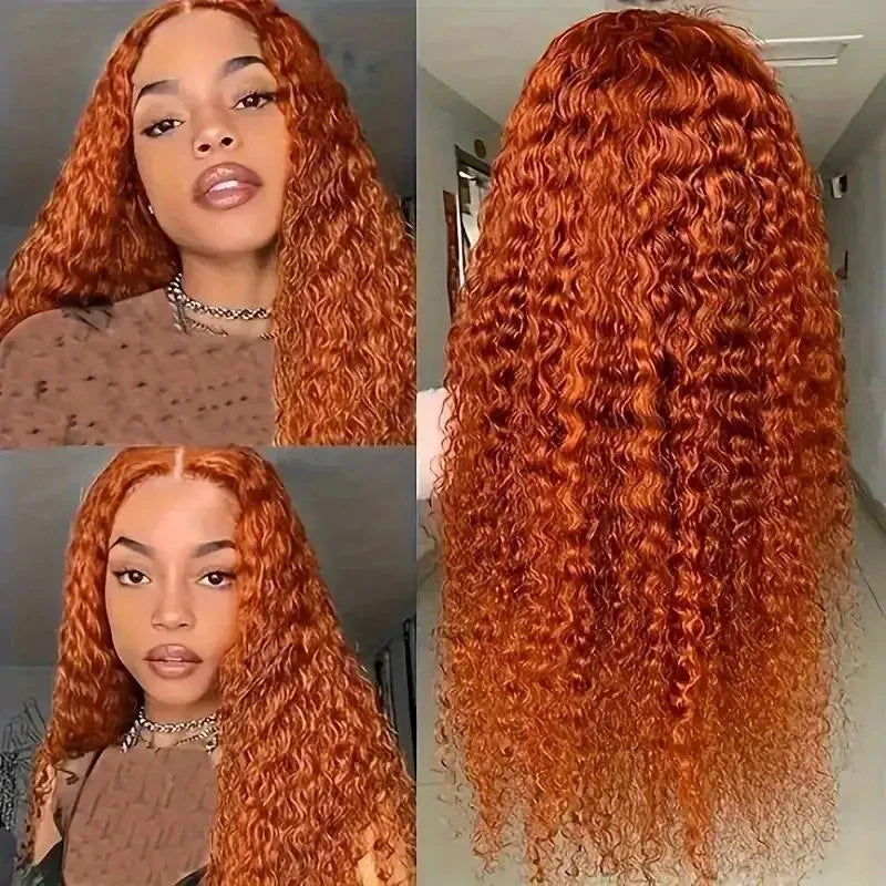 Orange Ginger Lace Front Curly Wigs