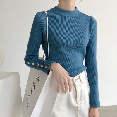 Women's Half Turtleneck Sweater Long Sleeve Pullover Bottoming Shirt