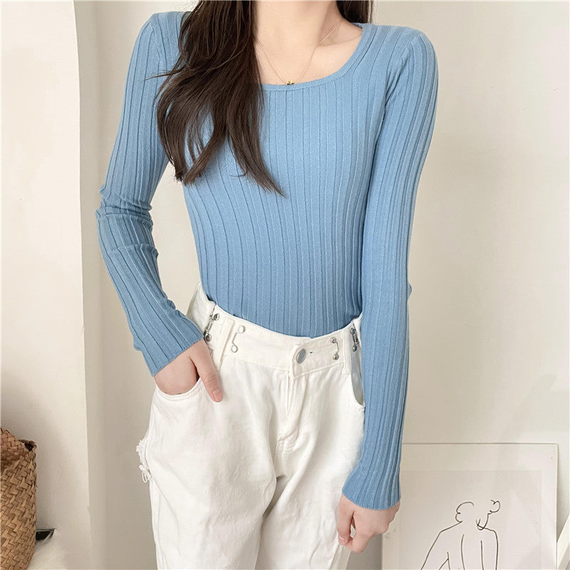Autumn And Winter New Sweaters With Sweaters And Square Neck Bottoming Shirts