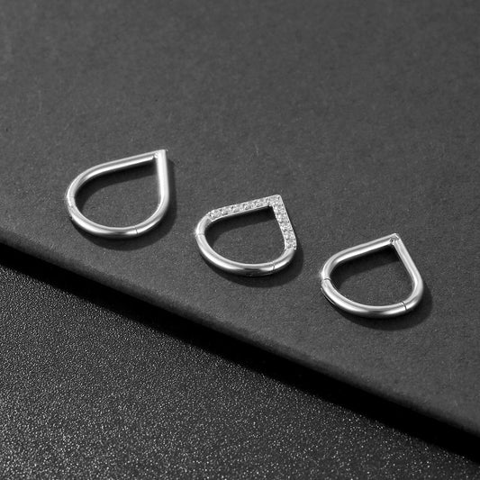 Fashion Nose Ring Titanium Steel Heart-shaped Water Drop Inlaid Stone