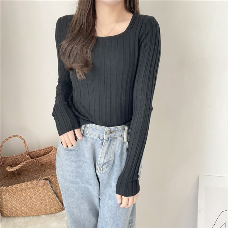 Autumn And Winter New Sweaters With Sweaters And Square Neck Bottoming Shirts