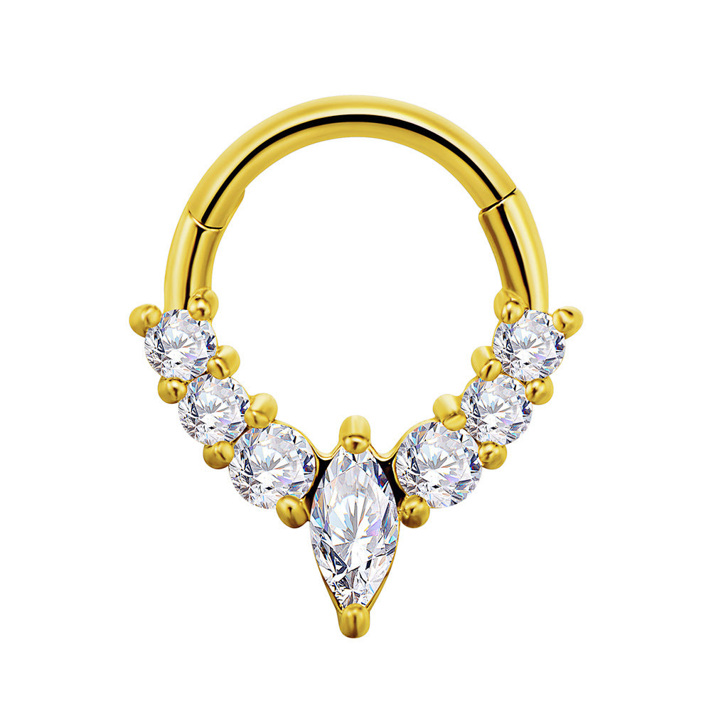 Stainless Steel Material Casting Water Drop-shaped Zircon Nose Ring