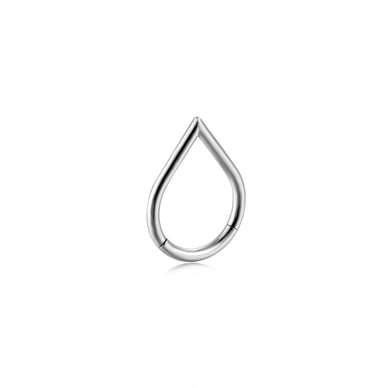 Fashion Nose Ring Titanium Steel Heart-shaped Water Drop Inlaid Stone