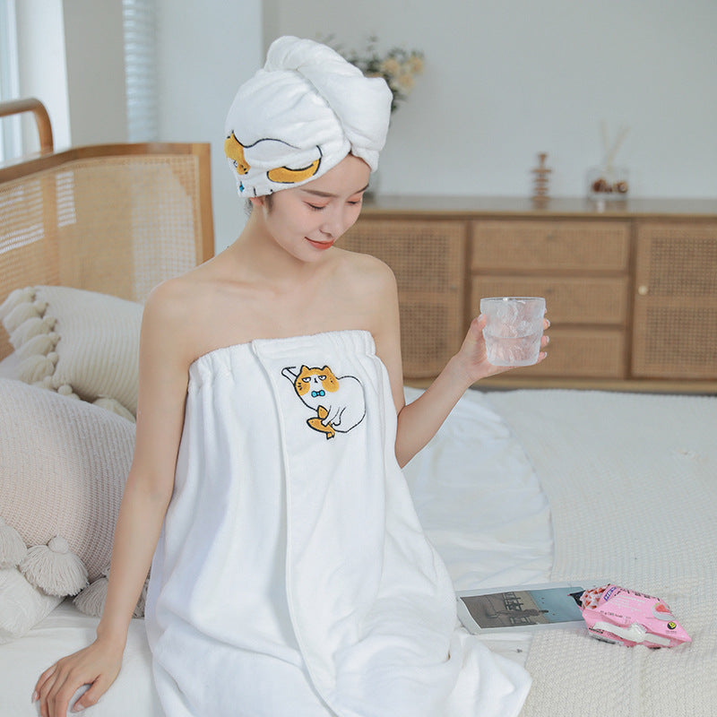 Women Can Wear Absorbent And Quick Drying Coral Velvet Bathrobes