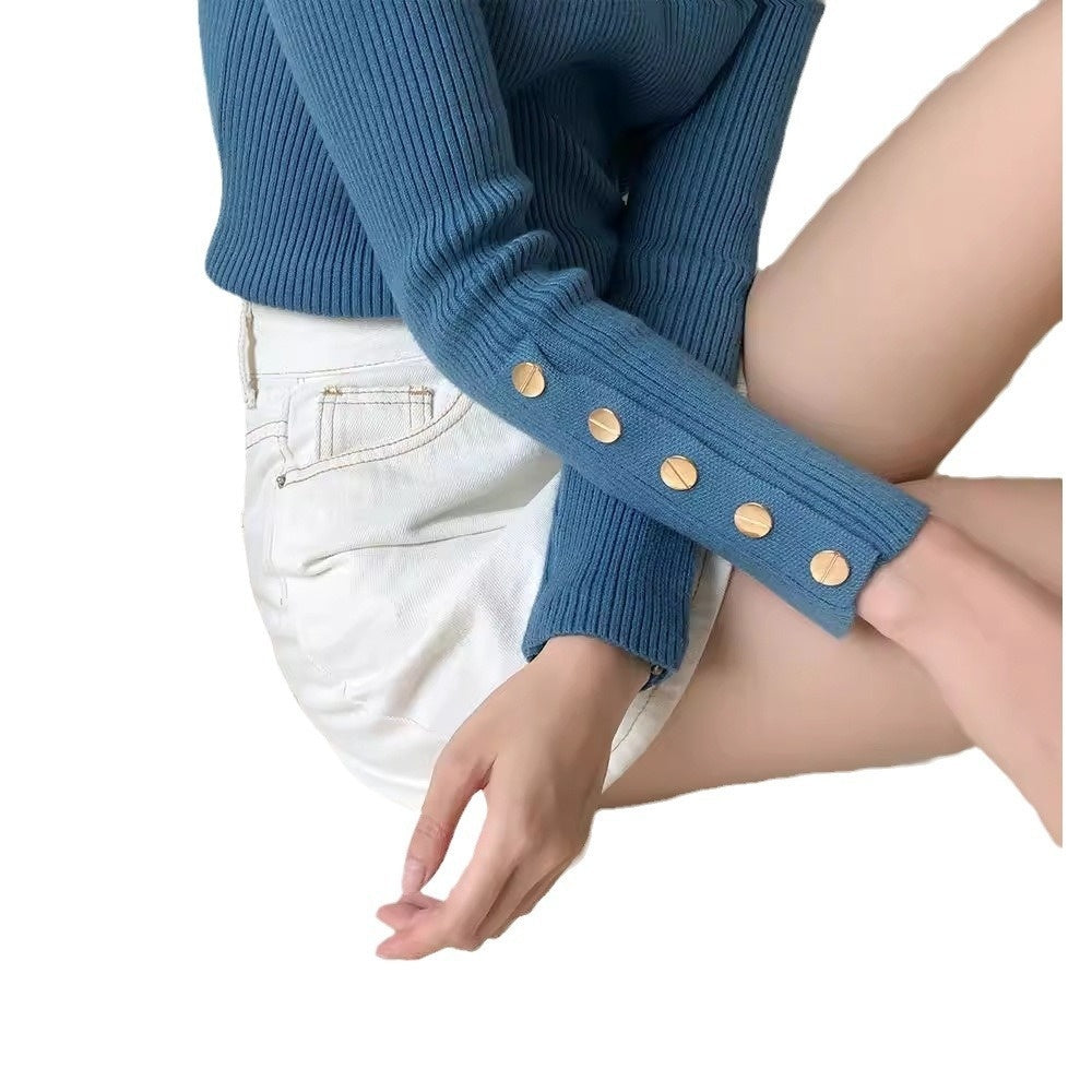 Women's Half Turtleneck Sweater Long Sleeve Pullover Bottoming Shirt