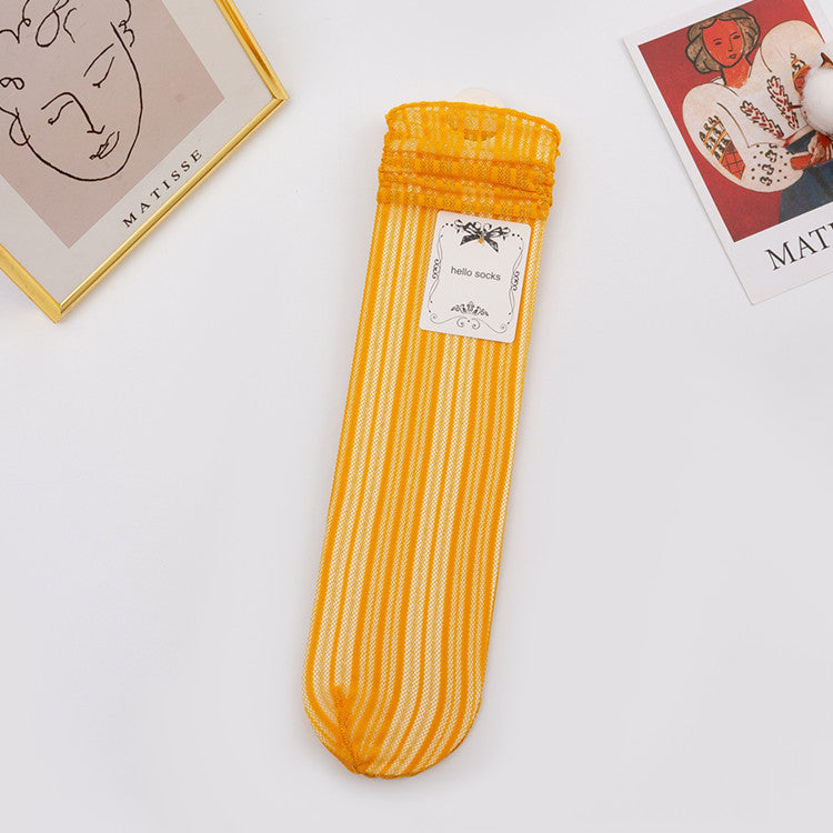 Japanese Mesh Bunching Socks Women